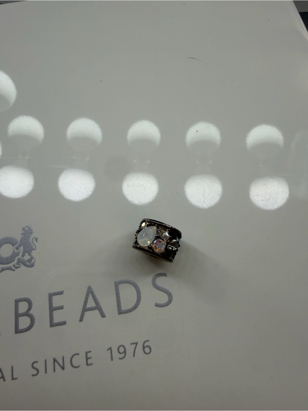Chamilia retired silver bead with clear and aurora borealis crystals